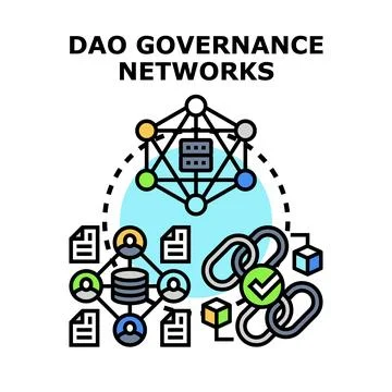 Dao organizing financial blockchain network governance and operations Stock Illustration