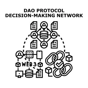 Dao protocol decision making network decentralized governance concept Stock Illustration