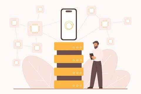 Dapps, decentralized application, P2P, open source software and ethereum Stock Illustration