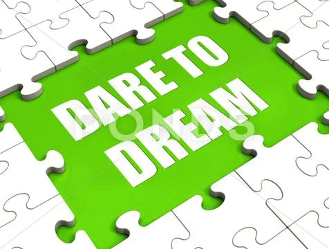 Dare to dream puzzle shows dreaming hope and imagination Stock Illustration