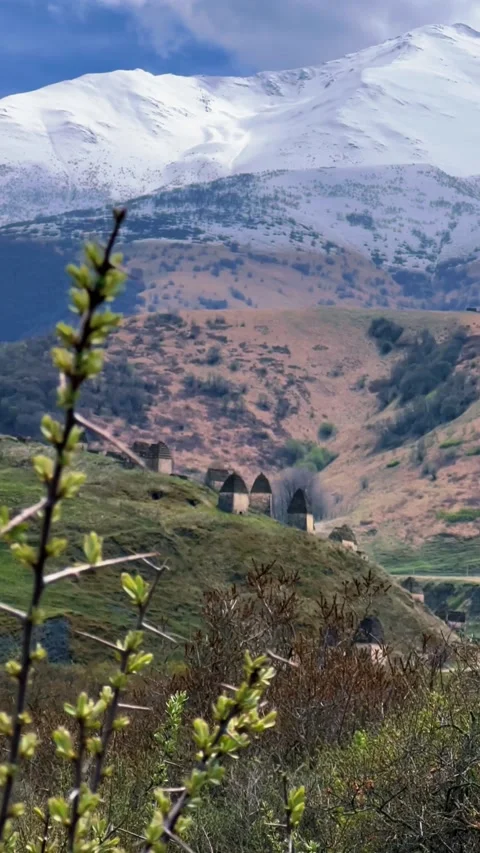 Dargavs is a unique city of the dead in North Ossetia.  Stock Footage 273357806