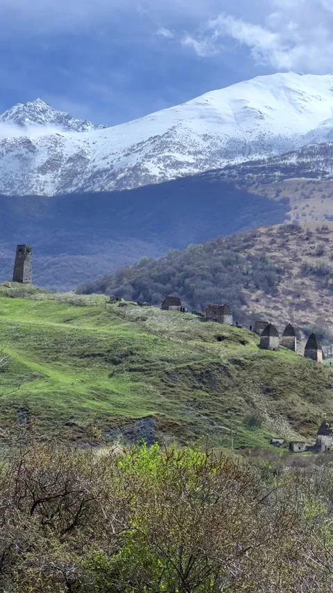 Dargavs is a unique city of the dead in North Ossetia.  Stock Footage 283230879