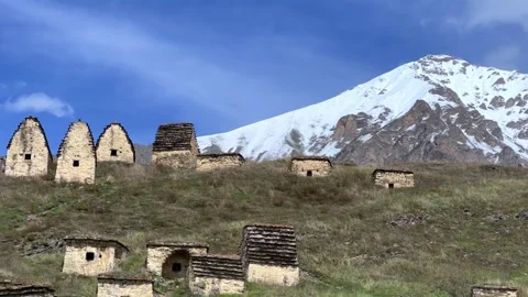 Dargavs is a unique city of the dead in North Ossetia.  Stock Footage 283230956