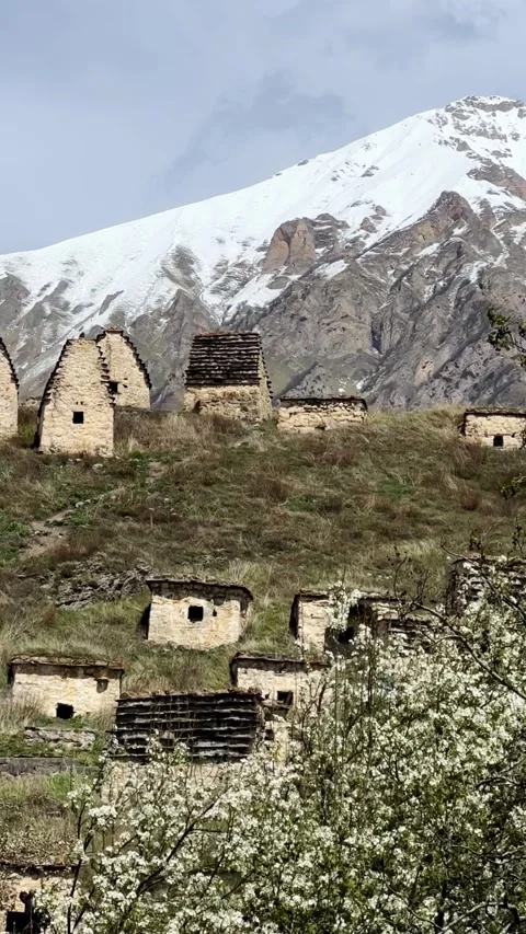 Dargavs is a unique city of the dead in North Ossetia.  Stock Footage 283235840