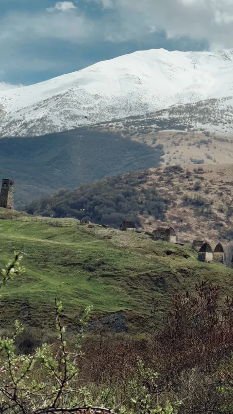 Dargavs is a unique city of the dead in North Ossetia.  Stock Footage 283235861