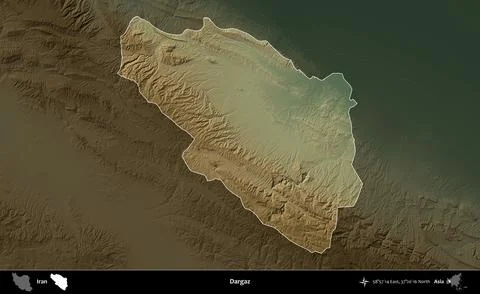 Dargaz highlighted, Iran. Physical Stock Illustration