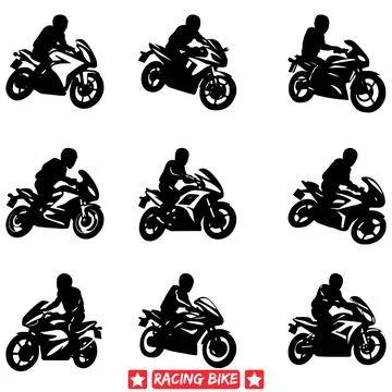 Daring Cyclists Silhouette Pack  Thrilling Racing Bike Designs Perfect for .. Illustrazione stock