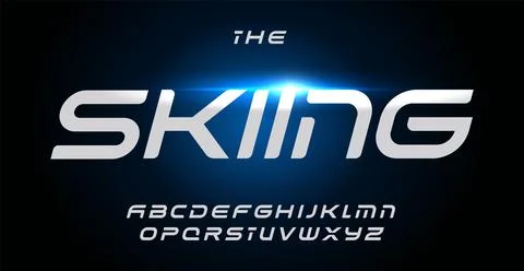 Daring Dynamic Font. Acute, Sleek Letters Embodying Skiers and Automotive Spirit Stock Illustration