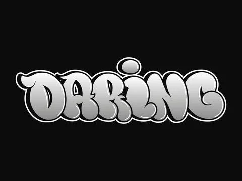 Daring word trippy psychedelic graffiti style letters. Vector hand drawn dood Illustrazione stock