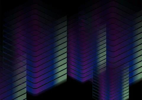 Dark 3D blocks with glass effect on black background イラスト素材