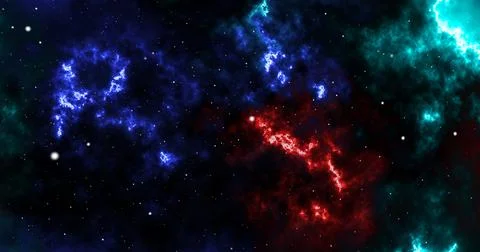 Dark 3d loop-able space background colorful space galaxy nebulas cloud pass.. Stock Illustration