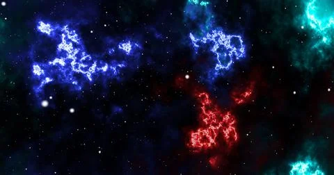 Dark 3d loop-able space background colorful space galaxy nebulas cloud pass.. Stock Illustration