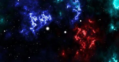 Dark 3d loop-able space background colorful space galaxy nebulas cloud pass.. Stock Illustration