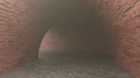 Dark 3d tunnel seamless looping. 4K animation of underground tunnel bunker bomb Stock Footage 195317281