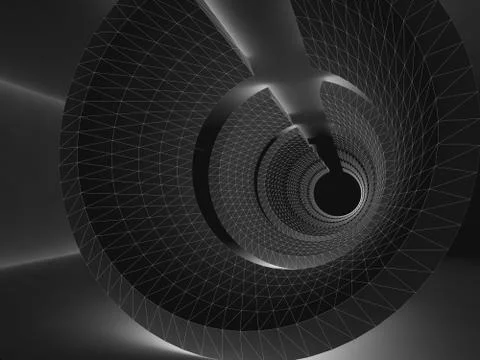 Dark 3d tunnel with white wire-frame lines Stock-Illustration