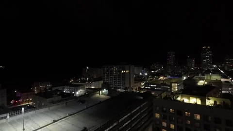 Dark 4K Cinematic Night Time Miami Flight Video Stock Footage 290842998