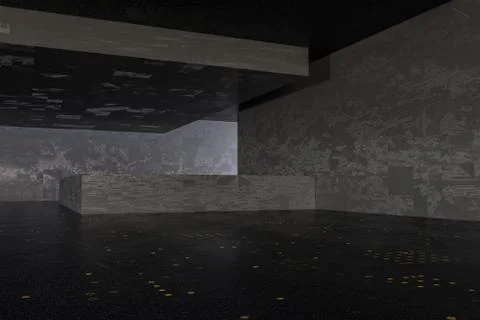 The dark abandoned room, creative architectural construction, 3d rendering. Illustrazione stock