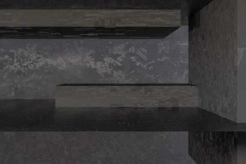 The dark abandoned room, creative architectural construction, 3d rendering. Stock Illustration