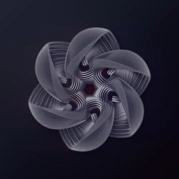 Dark Abstract 3D Geometric Shape with Metallic Finish Illustrazione stock