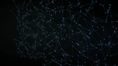 A dark abstract animation evolves from a precise square grid into scattered.. Stock Footage 347289906
