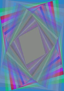 Dark abstract background composed of quadrilateral rotating elements. Flyer,  Stock Illustration