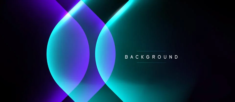 Dark abstract background features overlapping glowing circles. Gradient color 스톡 일러스트