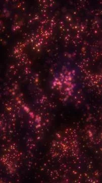 Dark abstract background filled with glowing pink and orange particles, cre.. Stock Illustration