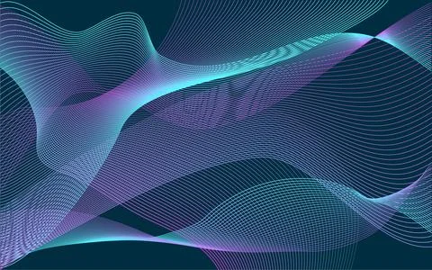 Dark Abstract background of fine lines in minimalist style with bright gradient Stock Illustration
