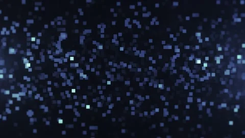 Dark abstract background with floating blue squares forming a digital particl Stock Footage 331997085