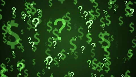 Dark abstract background with floating dollar signs and question marks, sho.. Stock Footage 337263207