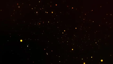 Dark abstract background with floating golden particles and sparks, creating Stock Footage 328448912