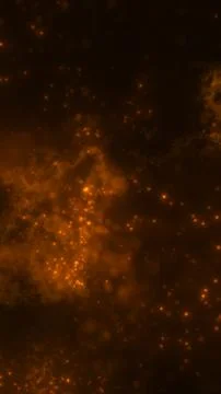 Dark abstract background with floating golden particles and smoky textures, c Stock Illustration