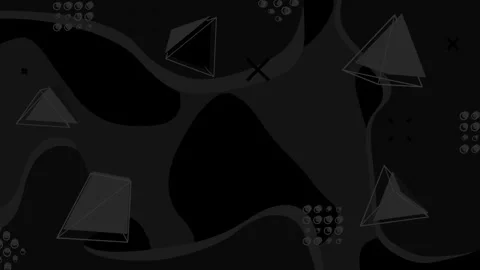 Dark abstract background with floating triangles and circles Stock Footage 306735421