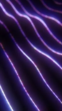 Dark abstract background with flowing purple neon waves, soft glowing lines.. Stock Illustration