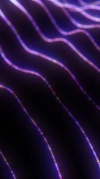 Dark abstract background with flowing purple neon waves, soft glowing lines.. Stock Illustration