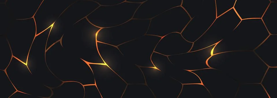 Dark abstract background with fluid dynamic orange and yellow glowing lines. Stock Illustration