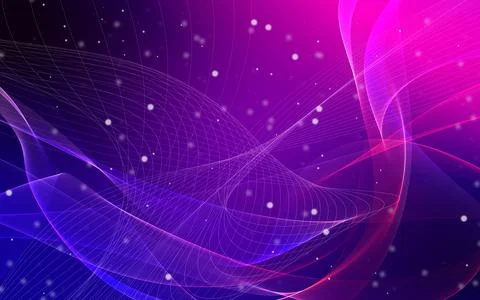 Dark abstract background with a glowing abstract waves Stock Illustration