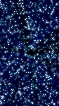 Dark abstract background with glowing blue star-like lights scattered in a co Stock Illustration