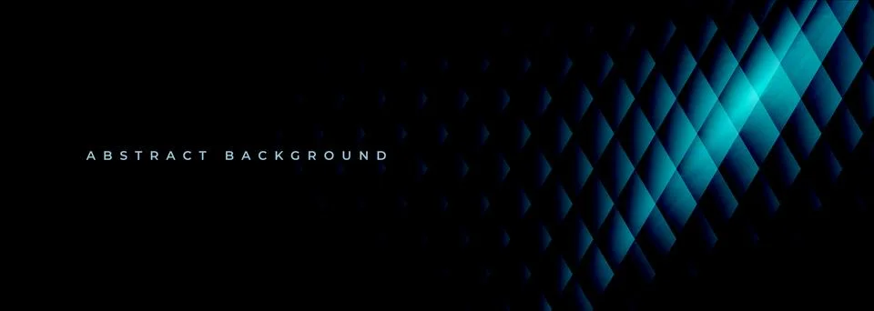 Dark abstract background with glowing blue diamond shapes and diagonal Stock Illustration