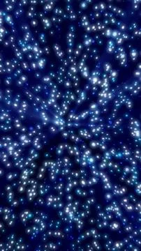 Dark abstract background with glowing blue star-like lights scattered in a co 写真素材