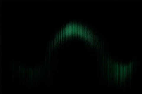 Dark Abstract Background with Glowing Green Equalizer Waveform and Digital .. Stock Illustration