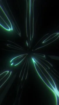 Dark abstract background with glowing green radial energy waves Stock Illustration