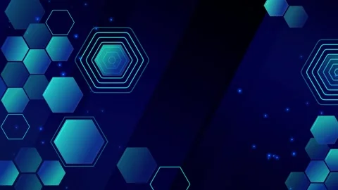 Dark abstract background with glowing hexagons and geometric lines animation Stock Footage 334742424