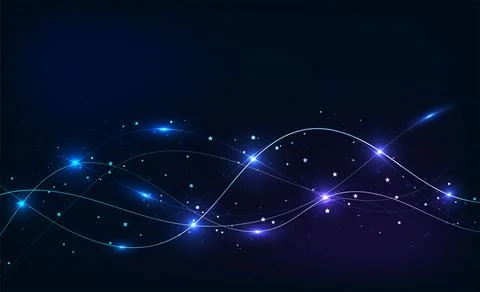 Dark abstract background with glowing lines and dots. Stock Illustration
