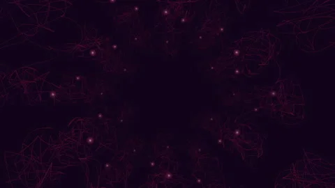 Dark abstract background with glowing pink light trails forming circular frame 库存影片 334139291