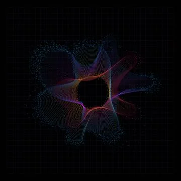 Dark abstract background with glowing wavy tunnel. Shiny moving lines design Stock Illustration