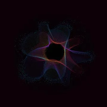 Dark abstract background with glowing wavy tunnel. Shiny moving lines design Stock Illustration