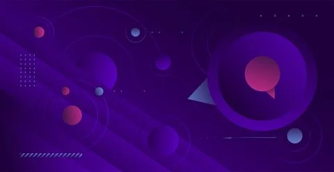 Dark abstract background with gradient circles, blue and red colors. Futurist Ilustración de archivo