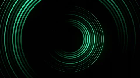 Dark Abstract Background with Green Neon Rings Stock Footage 267182898
