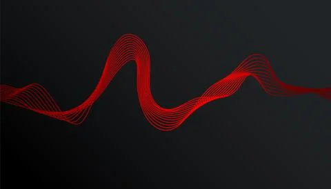 Dark abstract background with red trendy gradient wave Illustrazione stock